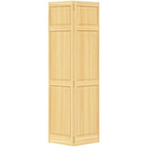 28 in. x 80 in. Traditional Six Panel Clear Solid Core Pine Bi-fold Door