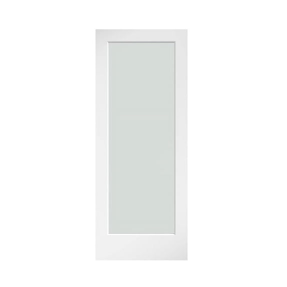 28 in. x 80 in. x 1-3/8 in. Frosted Glass 1-Lite White Finished Solid Wood Core French Interior Door Slab
