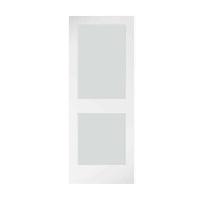 28" x 80" White Primed Pine Interior Door with Frosted Glass