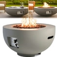 thumbnail image 1 of 28-inch 40,000 BTU Outdoor Propane Fire Pit Table ,Garden Patio Round Fire Bowl Gas Fire Pit with Lid, Lava Rocks, Rain Cover Gray, 1 of 13