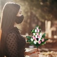 thumbnail image 1 of 28-inch Artificial Cemetery Rose Bouquet with Vase Holder - Fade-Resistant Memorial Flowers for Graveside, Memorial Day & Remembrance - Pink & White, 1 of 4