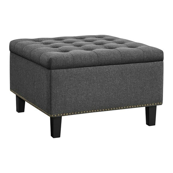28-inch Entryway Ottoman with Storage, Multipurpose Foot Rest Sofa Stool in Dark Grey