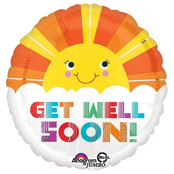 28 inch Get Well Soon Smiley Sunshine Foil Mylar Balloon - Party Supplies Decorations