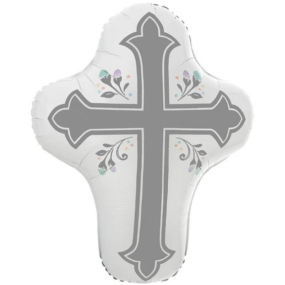28 inch Holy Day Cross Foil Mylar Balloon - Party Supplies Decorations