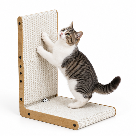 28-inch L-shaped Cat Scratcher White Pad