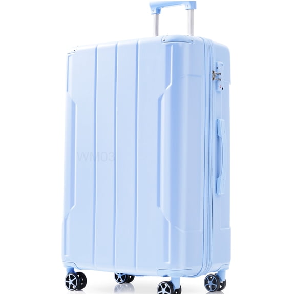 28-inch Lightweight ABS Hardshell Suitcase, Sky Blue Expandable Check-in Luggage with 4 Spinner Wheels