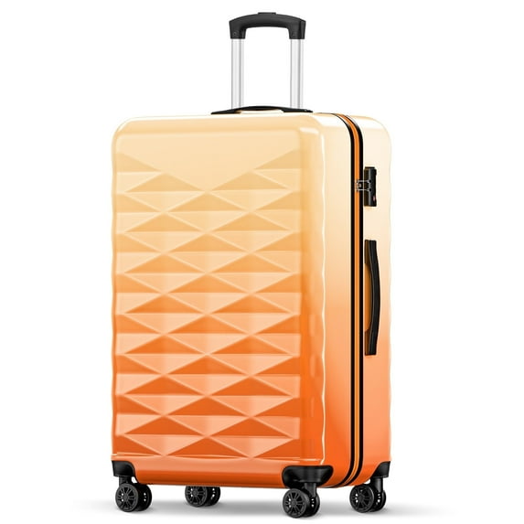 28-inch PC + ABS Large Checked Suitcase with Spinner Wheels and TSA Lock for Travel Trips Business, Orange
