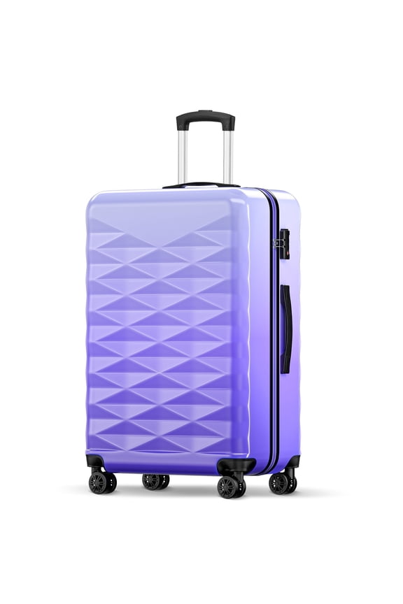 28-inch PC + ABS Large Checked Suitcase with Spinner Wheels and TSA Lock for Travel Trips Business, Purple