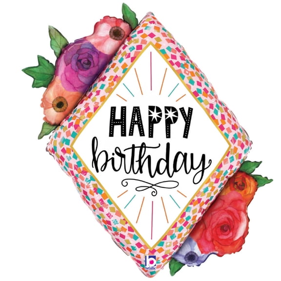 28 inch Pink Confetti Diamond Betallic Foil Mylar Balloon - Party Supplies Decorations