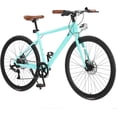 thumbnail image 1 of 28 inch Road Hybrid Bike, Mens Bike with Lightweight Aluminum Frame, 700C Hybrid Bicycle 7 Speed, Bicycles for Men Women Adults, Commuter Bikes, City Bikes, Vintage Bike, Milk Green, 1 of 7