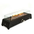 thumbnail image 1 of 28 inch Tabletop Fire Pit Table, 40,000 BTU Propane Fire Pit w/Wind Glass Shield and Laval Rocks, Outdoor Portable Fireplace Rectangular Fire Bowl with Bottom Air Intake, Umbrella Hole, Black, 1 of 8