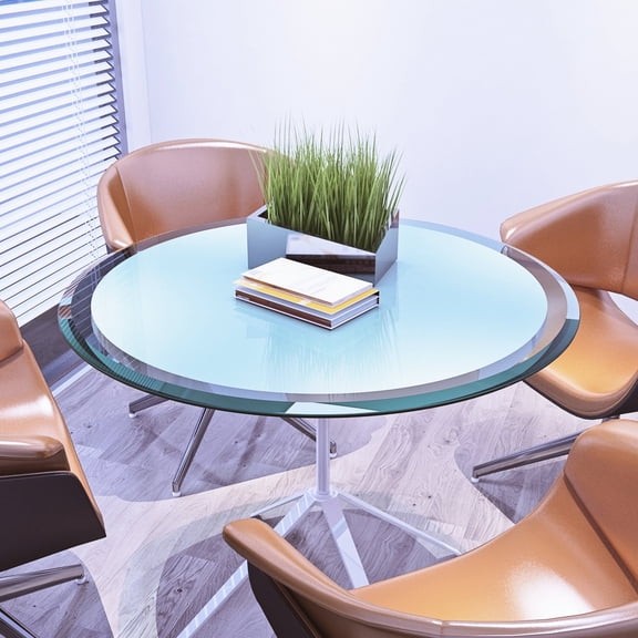 28-inch Thick Beveled Polished Tempered Glass | Used for Patio and Dining Tables | Impact and Wear Resistant