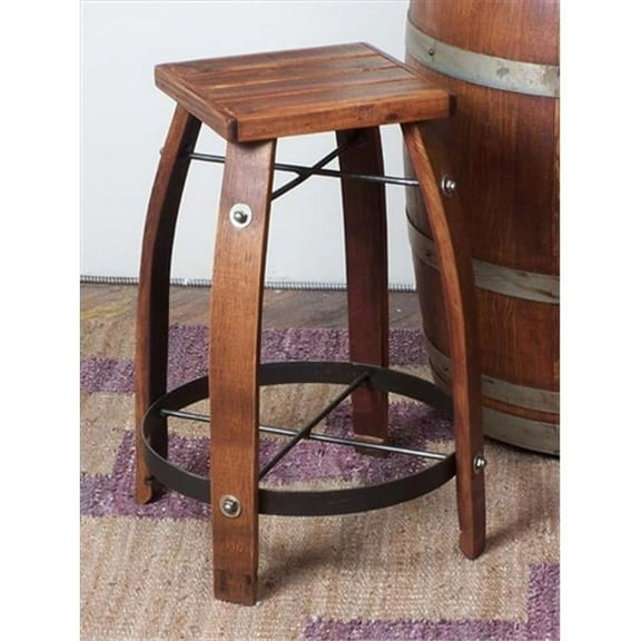 28 inch Wine Barrel Stave Stool with wood top