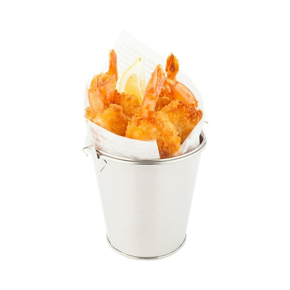 28 oz Round Silver Stainless Steel Medium Pail - 5 1/2" x 5 1/2" x 5" - 1 count box