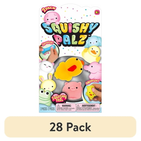 (28 pack) Ja-Ru Squishy Palz 2 Pack Gummy Feel Novelty Toy, Child, Random assortment