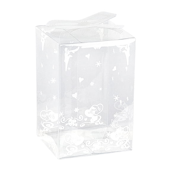 28 pc Foldable Transparent PVC Boxes for Craft Candy Packaging Wedding Party Favor Gift Boxes Rectangle with Floral Pattern Clear 7.5x5x4.5cm DIY