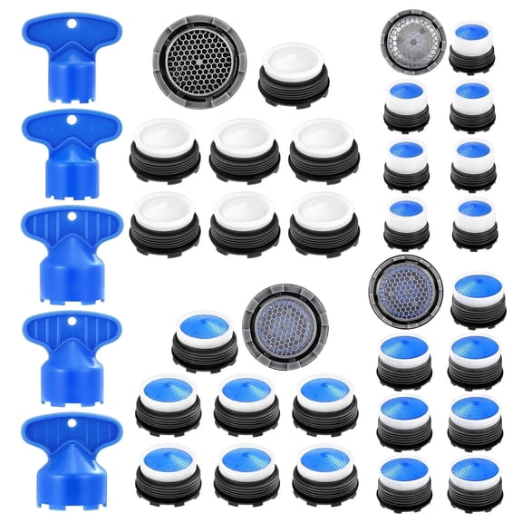 28 pcs Faucet Aerators with 5 Pcs Faucet Aerator Key Aerators Replacement Inserts for Sink M16.5 18.5 21.5 24 mm for Bathroom or Kitchen