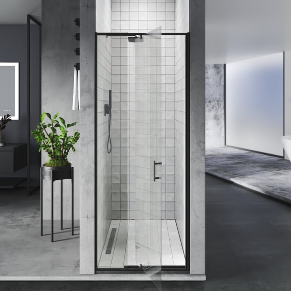 28 to 30 in. W x 72 in. H Framed Pivot Shower Door in Silver with Clear Glass