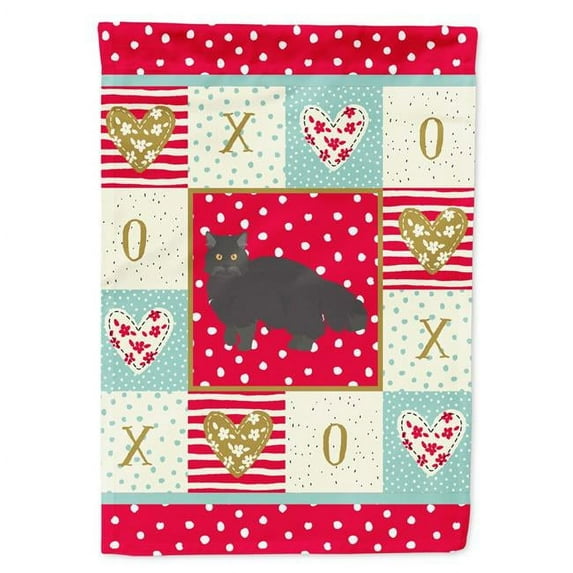 28 x 0.01 x 40 in. Black Persian Traditional Cat Love Canvas House Flag