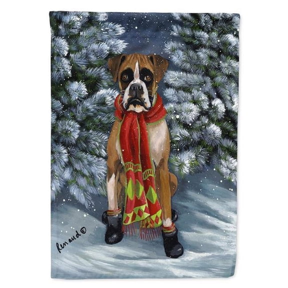 28 x 0.01 x 40 in. Boxer Lets Play Christmas Canvas House Flag