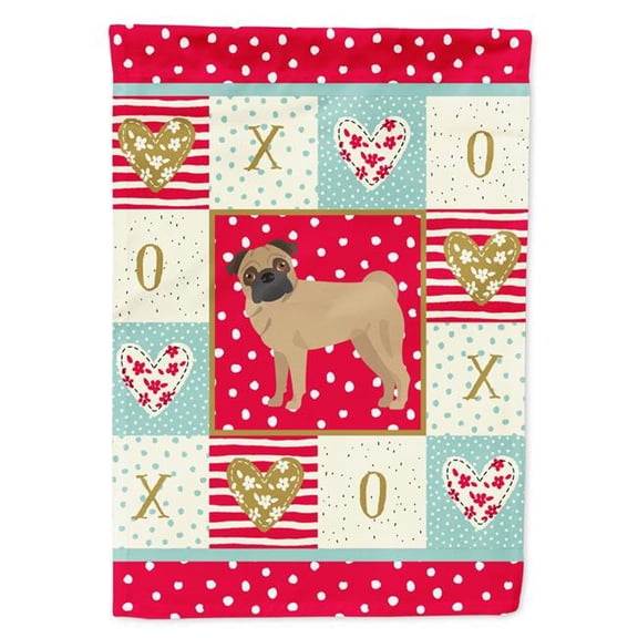 28 x 0.01 x 40 in. Pug Love Canvas House Flag