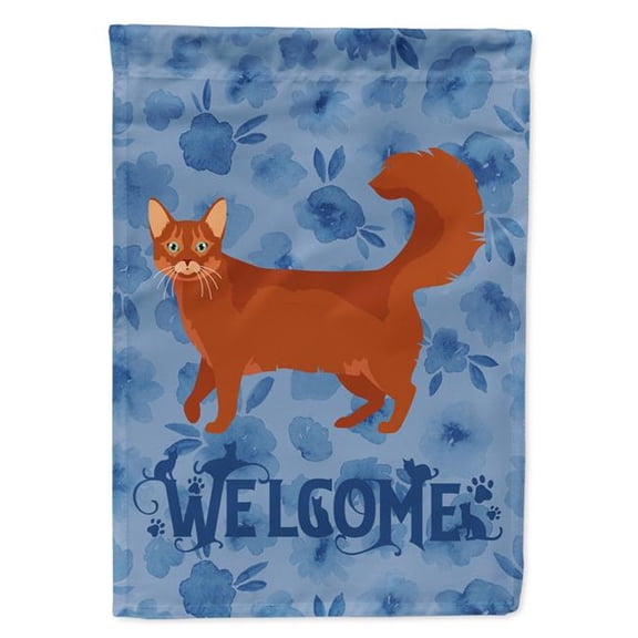 28 x 0.01 x 40 in. Somali Cat Welcome Flag Canvas House Size