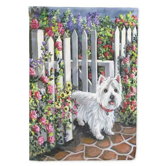 28 x 0.01 x 40 in. Westie At the Gate Canvas House Flag
