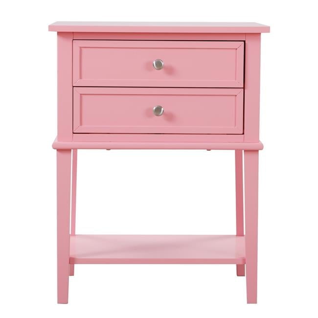 Newton Pink 2-Drawer Nightstand with Open Shelf