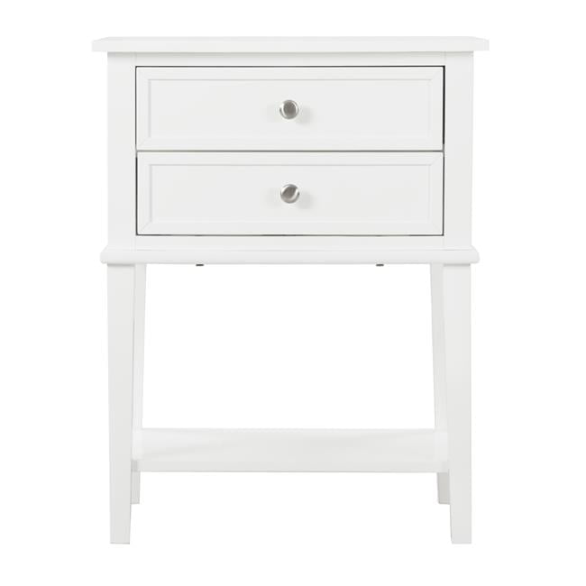 Newton Classic White 2-Drawer Nightstand in Solid & Manufactured Wood