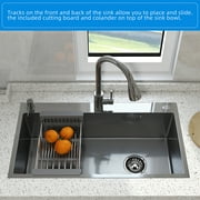 28" x 18" Modern Silver Single Bowl Undermount Sink Easy to Clean Stainless Steel Kitchen Essential Accessories Included