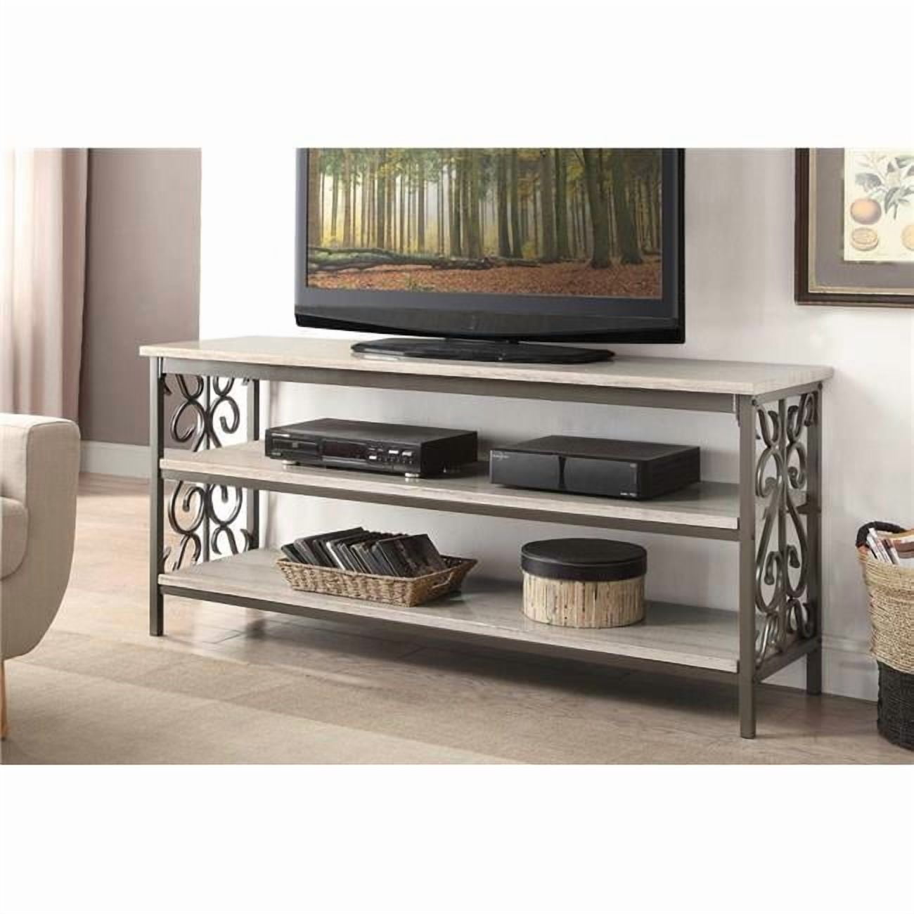 28 x 18 x 62 in. Fairhope TV Stand & Sofa Table with Faux Marble Top - Gray