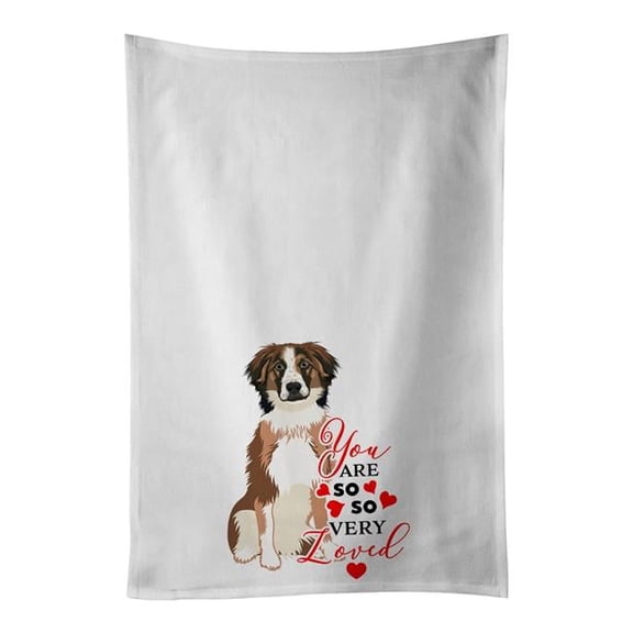 28 x 19 in. Unisex Australian Shepherd Red Tricolor No.1 So Loved White Dish Towels Kitchen Towel - Set of 2