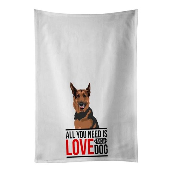 28 x 19 in. Unisex German Shepherd Red Sable White Dish Towels Kitchen Towel - Set of 2