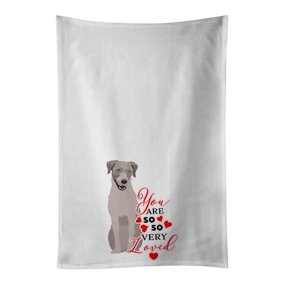 28 x 19 in. Unisex Labrador Retriever Gray So Loved White Dish Towels Kitchen Towel - Set of 2