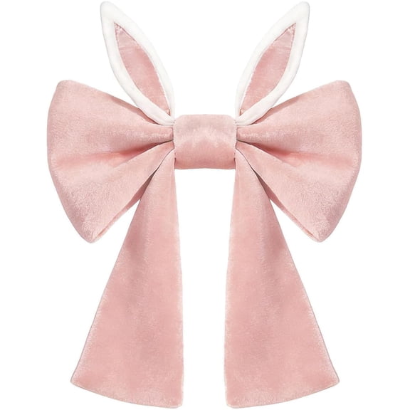 28 x 20 in Easter Bunny Bow Decoration Large Pink Bow Wreath Easter Bows Tree Topper Spring Season Front Door Decoration, Easter Party Decorations