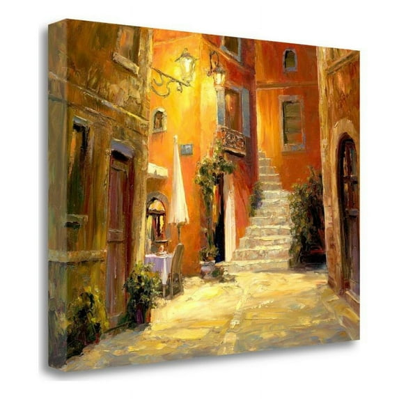 28" x 21" Lighted Alley by Haixia Liu - Print On Canvas Fabric Multi-Color