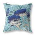 thumbnail image 1 of HomeRoots 28" x 28" Blue Butterfly Blown Seam Floral Indoor Outdoor Throw Pillow, 1 of 5