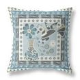 thumbnail image 1 of 28" x 28" Blue and White Peacock Blown Seam Floral Indoor Outdoor Throw Pillow, 1 of 5