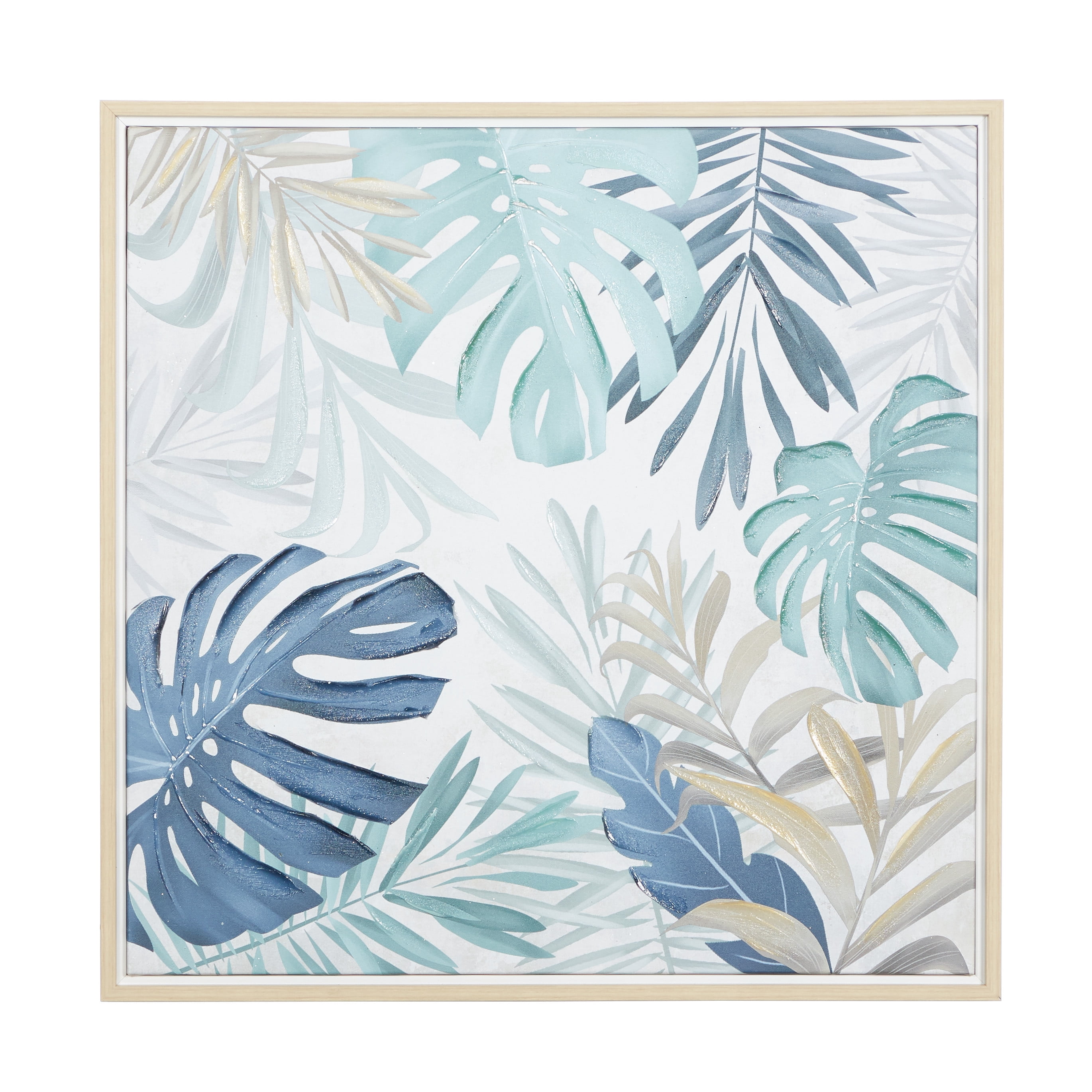 28" x 28" Handmade Tropical Leaf Framed Wall Art with Brown Frame, by ...