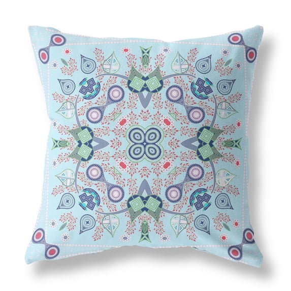 HomeRoots 482018 28 x 28 in. Light Blue & Blown Seam Paisley Indoor & Outdoor Throw Pillows