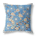thumbnail image 1 of 28 x 28 in. Blue & Orange Peacock Blown Seam Floral Indoor & Outdoor Throw Pillow, 1 of 1