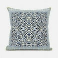 thumbnail image 1 of 28 x 28 in. Floral Swirl Broadcloth Indoor & Outdoor Blown & Closed Pillow - Indigo, Beige & Yellow, 1 of 1