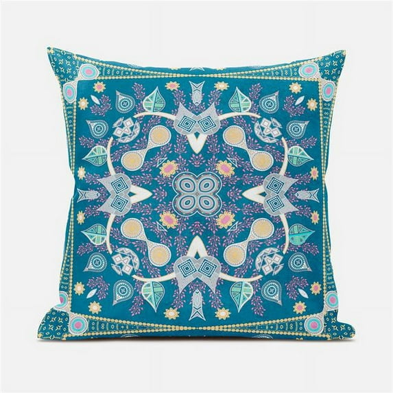 28 x 28 in. Paisley Leaf Geo Duo Broadcloth Indoor & Outdoor Blown & Closed Pillow - Multi Color