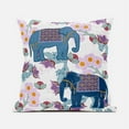 thumbnail image 1 of 28 x 28 in. Two Elephants Broadcloth Indoor & Outdoor Blown & Closed Pillow - Blue, Pink & Grey, 1 of 1