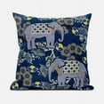 thumbnail image 1 of 28 x 28 in. Two Elephants Broadcloth Indoor & Outdoor Blown & Closed Pillow - Grey, Blue & Brown, 1 of 1