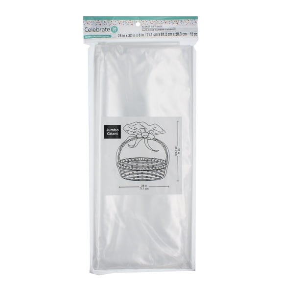 28" x 32" x 8" Jumbo Clear Basket Gift Bags by Celebrate It - 12ct.