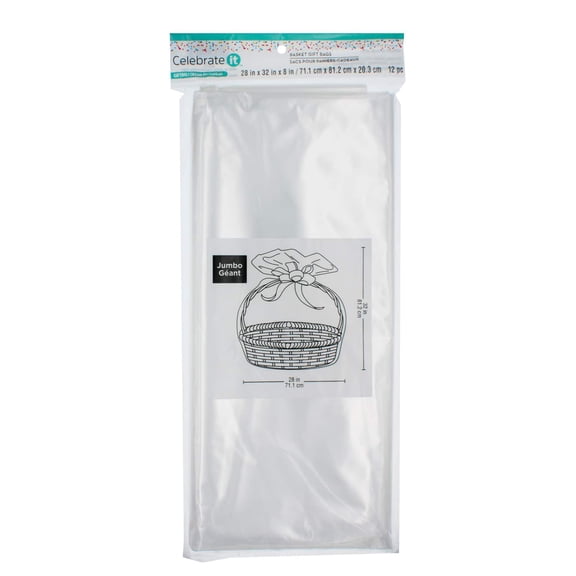28" x 32" x 8" Jumbo Clear Basket Gift Bags by Celebrate Itâ„¢ - 12ct.