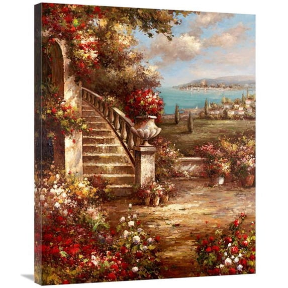 28 x 35 in. Flowers At the Stairs Art Print - Horwich