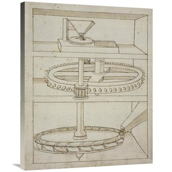 28 x 35 in. Folio 39 - Mill with Horizontal Water Wheel Art Print - Francesco Di Giorgio Martini