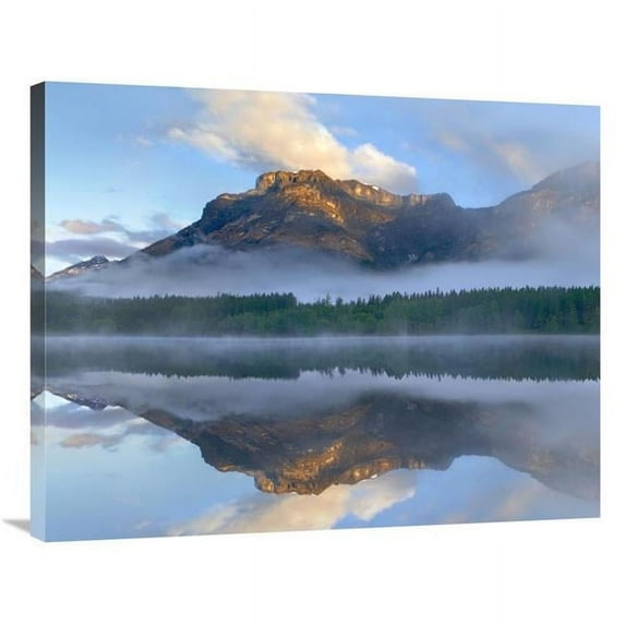28 x 35 in. Morning Light on Mt Kidd As Seen From Wedge Pond, Alberta, Canada Art Print - Tim Fitzharris